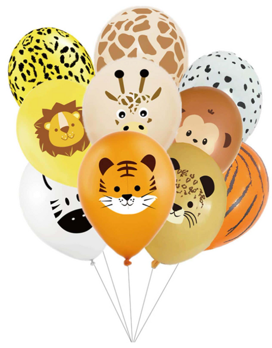 Dieren patroon ballonnen - 10 stuks