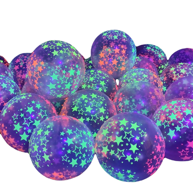 Neonlicht UV ballonnen met ster - 20 stuks